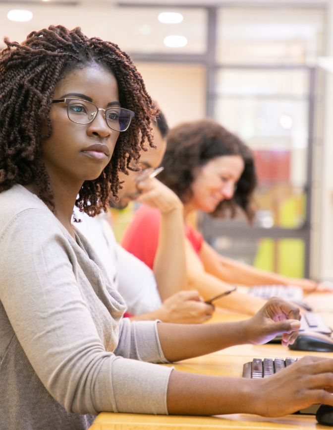 students on computers
